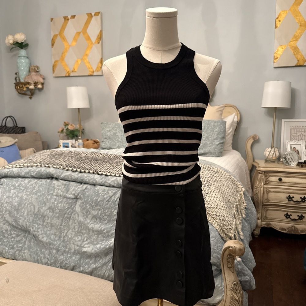 Zara Black and White Striped Tank Top